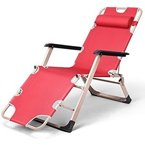 GEIRONV 52×95×92cm Zero Gravity-fauteuils,Vierkante Tube Klapstoel voor Terrasterrastuinen met Hoofdkussen Buitenstoel Fauteuils (Color : Red, Size : 52x95x92cm)