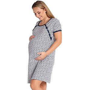 Be Mammy Vrouwen Nachtjapon Katoen Dames Shirt voor Mama met korte mouw Borstvoedingsfunctie BE20-286 (Melange/Donkerblauw Sterren, M)