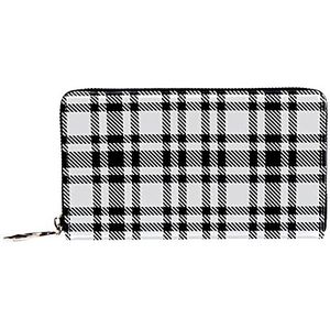 Dames Zip Around Portemonnee en Telefoon Clutch, Wit & Zwart Schotse Plaid, Reistas Lederen Clutch Bag Kaarthouder Organizer Polsbandjes Portefeuilles, Meerkleurig, 8.07x1x4.53 in, Hedendaags