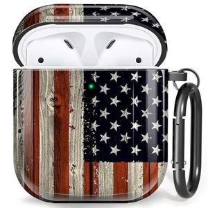 Fish AirPods hoesje, zachte TPU AirPods hoesje 2 & 1 siliconen waterdichte AirPods Skin Cover beschermhoes voor Airpods 1e/2e oplaadcase voor iPhone 11/12/SE 2020/7/8/7P/8P (Amerikaanse vlag)
