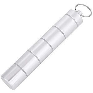 Medicijnflesje, mini-draagbaar pillendoosje voor aluminiumlegering, waterdichte medicijnflesje, medicijnhouder met sleutelhanger voor op reis (6 hoesjes)