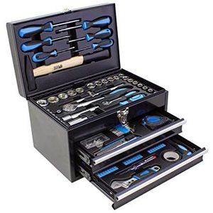 Karcher Gereedschapskoffer, 117-delige gereedschapsset van chroom-vanadiumstaal en koolstofstaal met hamer, schroevendraaier, steeksleutels, bitset en nog veel meer,