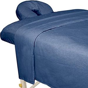 ForPro Premium 3-delige, flanellen massage-lakenset, blauw (Ocean Blue)