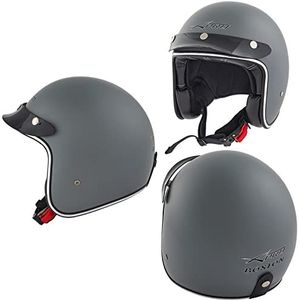 Motorhelm Jet, ECE 22-05 goedgekeurd, Custom Scooter, grijs mat, Naked, maat XXL