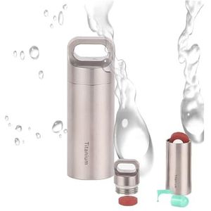 Pill dispenser Keychain Pill Case Titanium, Portable Pill Bottle Carrier, EDC Waterproof Container Pill Holder, For Outdoor Travel Daily, BPA Free (Size : L)