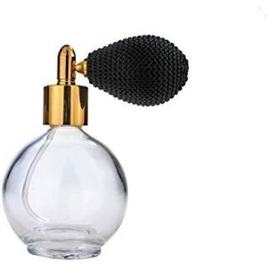 78ml klassieke ronde parfum fles verstuiver met bolpomp, vultrechter & geschenkdoos (zwart met goud metaal)