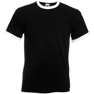 Fruit Of The Loom Ringer T-Shirt - zwart - XL