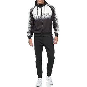 C-IN-C Joggingpak voor heren, met ornament design, barokpatroon, sportpak voor mannen, trainingspak, looppak, fitness, vrijetijdspak, baggy tracksuit, chill, model 287, S