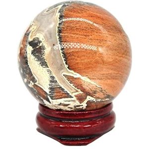 TRUSTTWO 40mm Rood Zilver Blad Jasper Quartz Crystal Shpere Healing Stone Natuurlijke Reiki Edelsteen Massage Bal Trinket Decoratie: The New