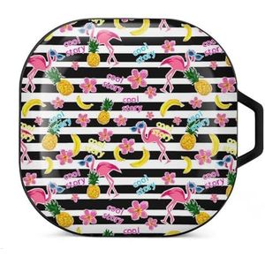 Flamingo, ananas oordopjes hoesje compatibel met Samsung hard shell beschermhoes zwart-stijl