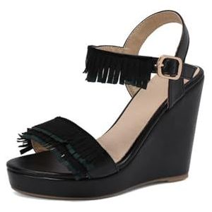 WOkismD 11 cm sleehak sandalen met water in één lijn, grote maat zomer hoge hakken, Zwart, 35.5 EU