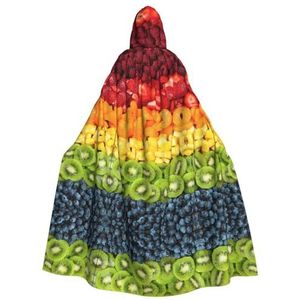 Bxzpzplj Unisex Volledige lengte Hooded Mantel Volwassen Cape Carnaval Party Cosplay Kostuum Mantel 185cm Fruit Regenboog