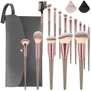 Vicloon - Make-up Borstels - Professionele Set - 15 Stuks - Inclusief PU Lederen Tas