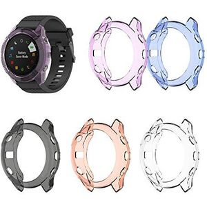 Tencloud Hoesjes compatibel met Garmin Fenix 6X/Fenix 6X pro/Fenix 6X Sapphire/Fenix 6X Pro Zonne beschermhoes Cover Zachte TPU Bumper Shell voor Fenix 6X Series Smartwatch (5 stuks)