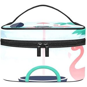 Flamingo make-up organizer tas, reismake-up tas organizer case draagbare cosmetische tas voor vrouwen en meisjes toiletartikelen, Meerkleurig, 22.5x15x13.8cm/8.9x5.9x5.4in