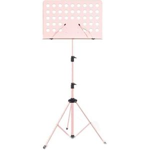 Muziekstandaard, Muziekstandaard Van Dikke Metalen Buis, Draagbare Muziekstandaard, In Hoogte Verstelbaar (tot 160 Cm) For Instrumentalisten, Bands En Koren (Color : Pink, Size : 70-160cm)