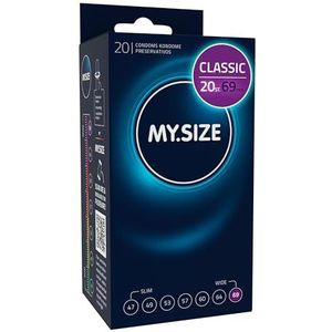 MY.SIZE Classic Condooms 69 mm breed, 20 stuks, premium condooms, extra dun, zachte en zachte condooms, dunne wand 0,07 mm