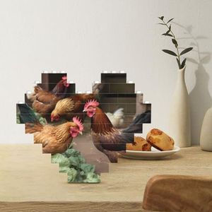 Bouwsteenpuzzel hartvormige bouwstenen boerderij kippen1 puzzels blokpuzzel voor volwassenen 3D micro bouwstenen voor huisdecoratie bakstenen set