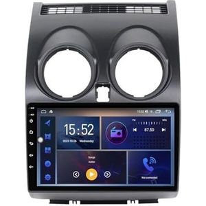Dubbele DIN Android 14 autoradio voor Nissan Qashqai 1 J10 2006-2013 9 Duim QLED Touch screen-met Draadloze Carplay Android Auto GPS navigatie 4G WiFi Stuurwielbediening achteruitrijcamera(P4 4G+WIFI