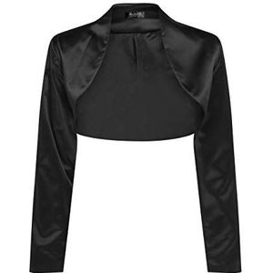 Bolerose Formeel Lang Mouw Satijn Bolero Shrug (Zwart, S)
