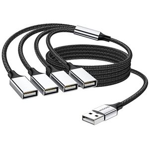MOGOOD USB Splitter 4-in-1 Hub Kabel NAAR 5 Vrouwelijke Kabelconverter Multi USB Ports Power Ondersteuning voor PC/CAR/LAPTOP