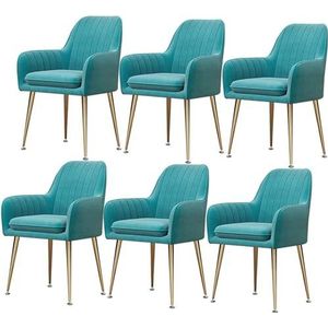 GEIRONV Fluwelen zitting eetkamerstoelen set van 6, for restaurant vergaderzaal stoelen met rugleuning en gewatteerde zitting keukenstoelen metalen poten fauteuil Eetstoelen (Color : Light Blue, Siz