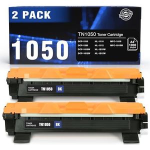 Toner Experte Compatibele Brother TN1050 Zwart Toner Cartridge Vervanging voor TN 1050 voor HL-1110 HL-1210W HL-1212W DCP-1612W DCP-1510 DCP-1610W Printer 2-Pack