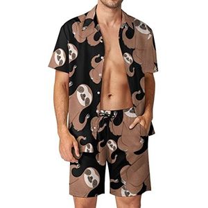 Luiaard Yoga Hawaiiaanse sets voor mannen Button Down korte mouw trainingspak strand outfits 3XL