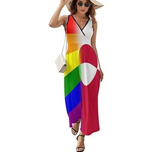LGBT Pride Groenland vlag dames lange jurk mouwloze maxi-jurk zomerjurk strand feestjurken avondjurken XL