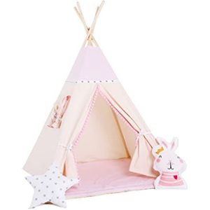 Sówka | Tipi tent voor kinderen | Speeltent voor jongens en meisjes met 5 accessoires | Speelhuisje gemaakt van 100% gecertificeerd katoen, kindercadeau buitenspeelgoed | Prinses