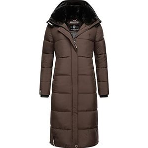MARIKOO Reliziaa Lange winterjas voor dames, warme gewatteerde jas, met afneembare capuchon, XS-XXL, Dark Choco., L