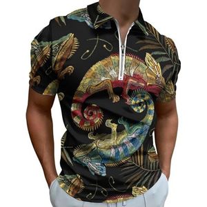 Kleur Chameleons Half Zip-up Polo Shirts Voor Mannen Slim Fit Korte Mouw T-shirt Sneldrogende Golf Tops Tees 2XS
