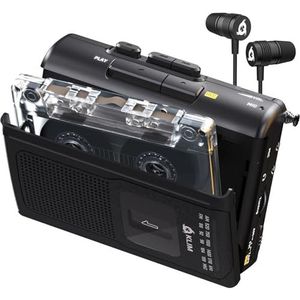 KLIM K8 Cassettespeler Draagbaar Met F1-Hoofdtelefoon - Cassetterecorder - Nieuwe Versie - Am/FM Walkman-Speler - Ingebouwde Microfoon en Luidspreker - Hoofdtelefoonaansluiting en Oortelefoon