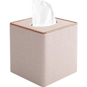 XNONE Lederen zakdoekdoos, vierkant, zakdoekdoos met magnetische bevestiging, modieuze kantoordecoratie voor restaurant, hotel, kantoor, auto, beige