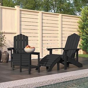 Garden Adirondack Stoelen met Voetbank & Tafel HDPE Antraciet