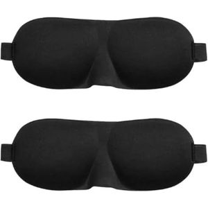 3D slaapmasker, blokkeert licht oogmasker voor slaapcomfort, oogschaduw voor reizen, dutje, blinddoek, slaaphulp, ooglapmasker (2-zwart)