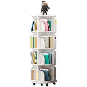 Boekenkasten 360 ° roterende boekenplank meerlaagse roterende staande boekenkast grote capaciteit thuis boekenplank organisator houten boekenrek Ruimtebesparend