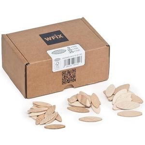 WFix Platte pluggen, assortiment platte pluggen, maat 0/10/20, elk 100 stuks, pluggen van massief beukenhout, compatibel met deuvelfrees en lamelloffrees, houten pluggen zoals Lamello