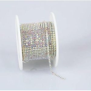 SS4 1.5mm Glitter Strass Trim Exquise Maat Kleurrijke Kristallen Cup Ketting Glazen Edelsteen Strass Ketting voor Nail Art Sliver Crystal AB-SS4-1.5mm-10yards