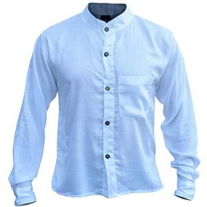 Gheri Heren Rayon Button Down Plain Zomer Shirts - wit - M