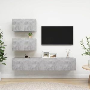 DIGBYS Meubels-sets-4-delige tv-kast set beton grijs ontworpen hout