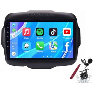 Android 14 Autoradio Sat Navi voor J-eep Renegade (2016-2018) 9 Inch Touchscreen Multimedia Speler met Draadloze Carplay GPS Navigatie FM RDS Bluetooth 5G-WiFi SWC DSP,M120s