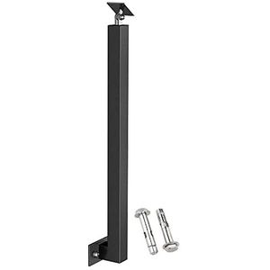 Verstelbare Trapleuning - Zwart - Metalen Balustrade - Houten Leuning - Voor Binnen en Buiten