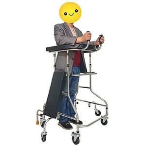 Standaard wandelaars roestvrijstalen loopframe rollator met 6 ronde wielen en zitting voor gehandicapte volwassenen/ouderen in hoogte verstelbaar (zwart)