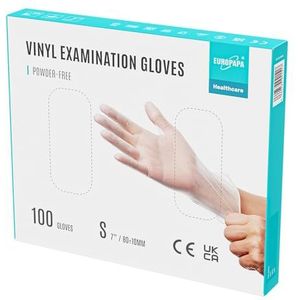 EUROPAPA® Vinylhandschoenen, wegwerphandschoenen, onderzoekshandschoenen, wegwerphandschoenen, latexvrij, poedervrij, vinyl handschoenen, verkrijgbaar in maten S, M, L en XL, transparant, 100 stuks