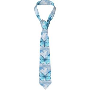 OdDdot Heerlijke Sweet Ramen Mannen Polyester Mode Print Tie Geweldig Voor Business Dagelijks Werk Bruiloft Feest Dansen Geschenken Etc, Blauwe Vlinder en Wolken, Eén maat