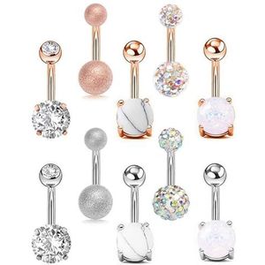 Elegante Strass Navel Ringen, 10Pcs Fashion Staal Dangle Navel Sieraden Voor Party Thuis, Eén maat, katoen, Geen edelsteen