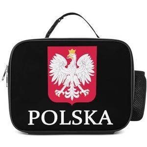 Patriottische Poolse Polska Vlag Geïsoleerde Lunchbox Grappige Koeler Tote Tas Afneembare Herbruikbare Draagbare Voor Kantoor Picknick Wandelen Strand