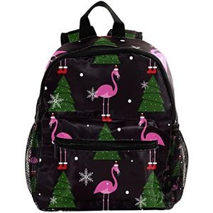 Mini Rugzak Pack Tas Kerst Roze Flamingo XMAS Boom Sneeuwvlok Leuke Mode, Meerkleurig, 25.4x10x30 CM/10x4x12 in, Rugzak Rugzakken