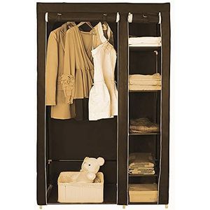 HUOLE Kledingkast van niet-geweven stof, voor kledingkast, voor kamperen, met stoffen kledingroede, voor binnen, 110 x 45 x 178 cm, bruin